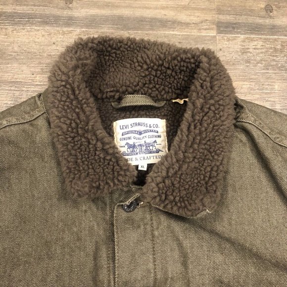 Levis Made & Crafted Men Oversized Type II Sherpa Trucker Jacket Moss Rock XL - Picture 8 of 11